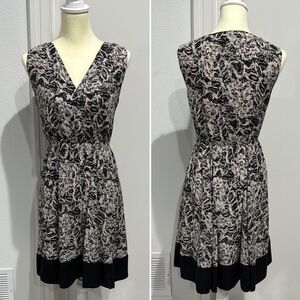 H&M Floral Cream and Black Dress - 10